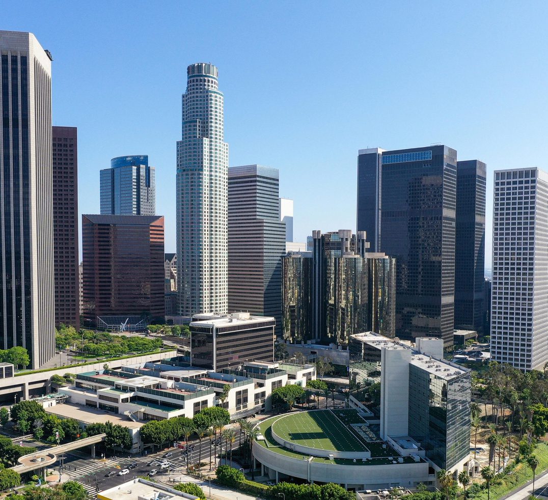 A view of the city from above.